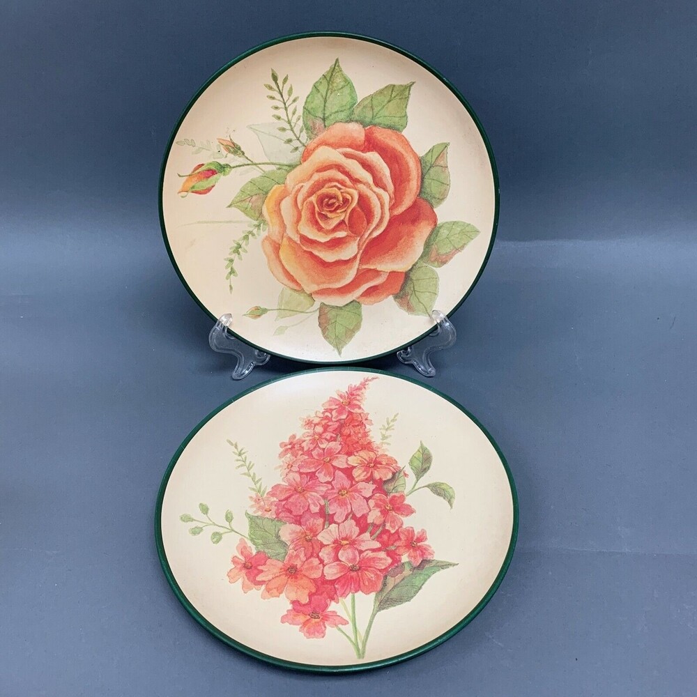2006 Home Interiors and Gifts Decorative Salad Plates Floral Lot of 2